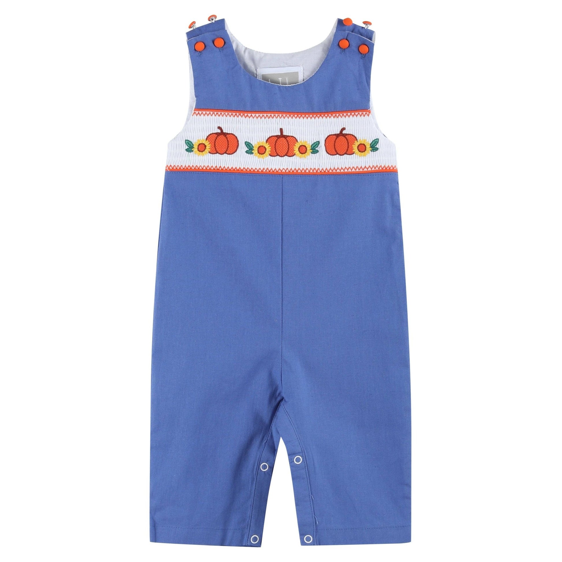 Pumpkin Sunflower Smocked Overalls - Magnolia BabyOveralls
