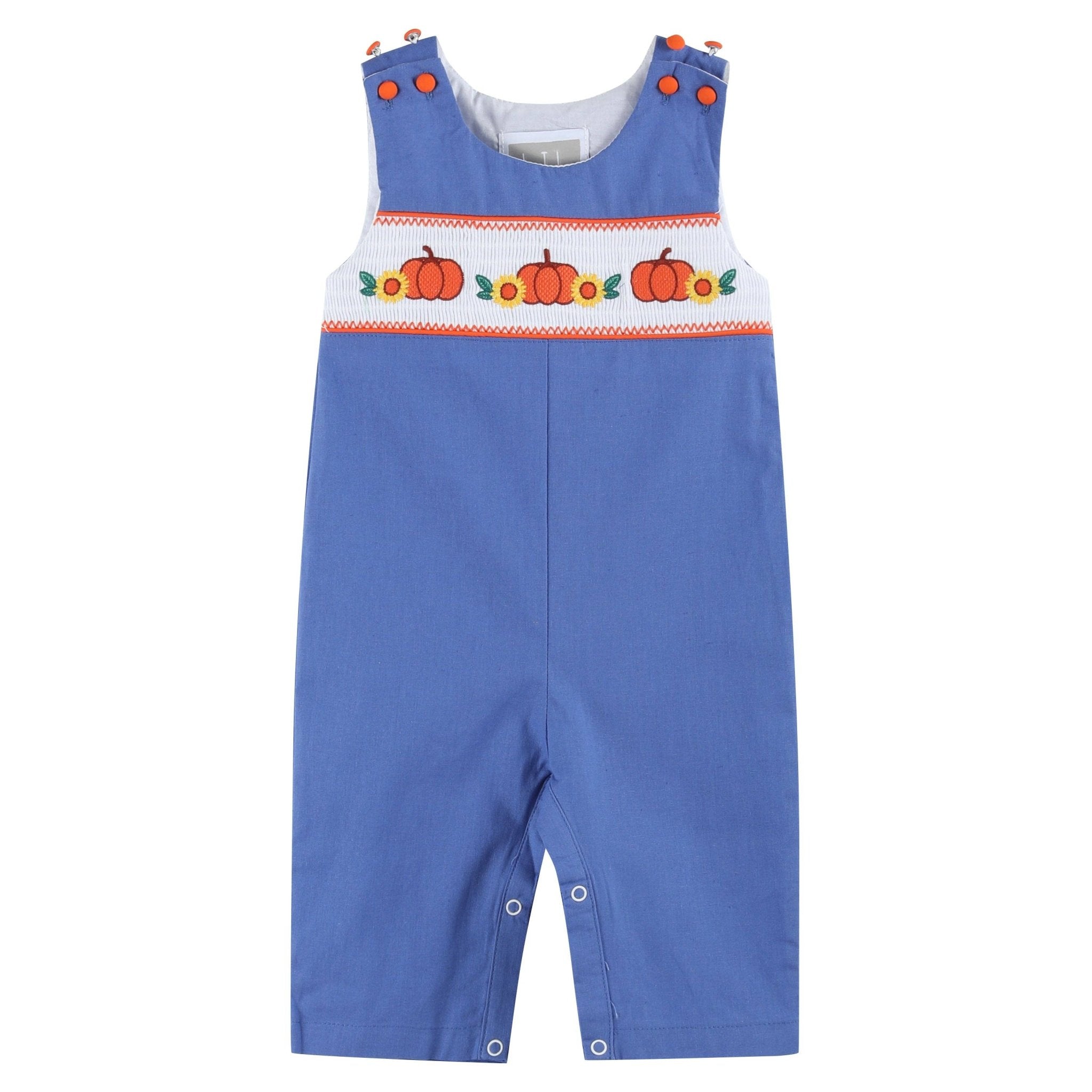Pumpkin Sunflower Smocked Overalls - Magnolia BabyOveralls