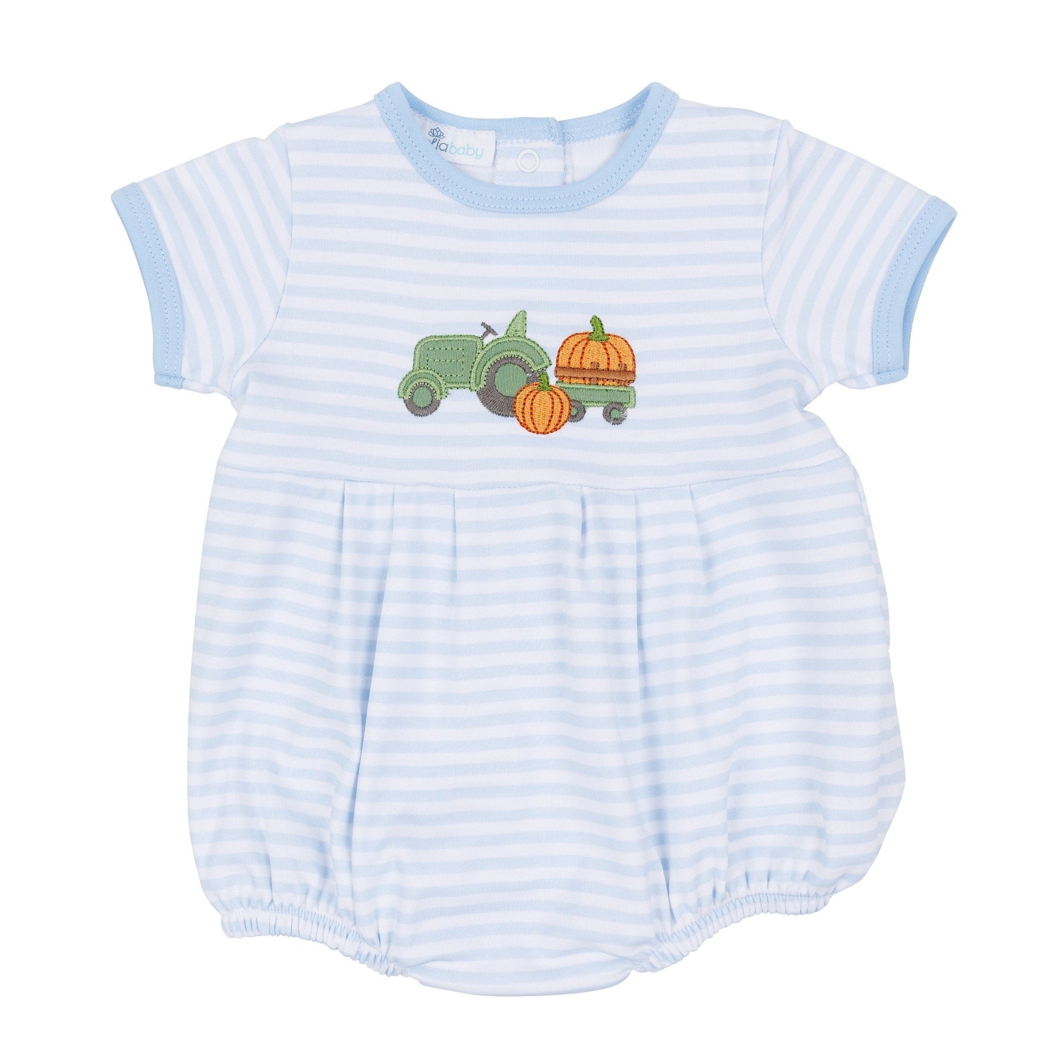 Magnolia Baby_Pumpkin Tractor Applique Bubble - Light Blue_2