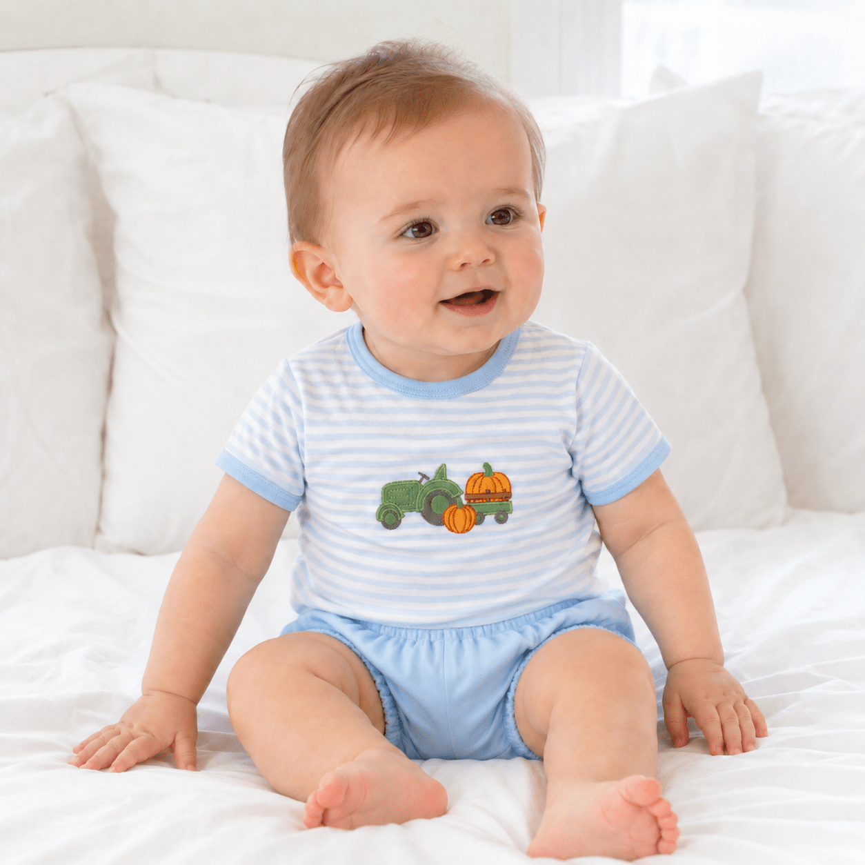 Magnolia Baby_Pumpkin Tractor Applique Diaper Cover Set - Light Blue_1