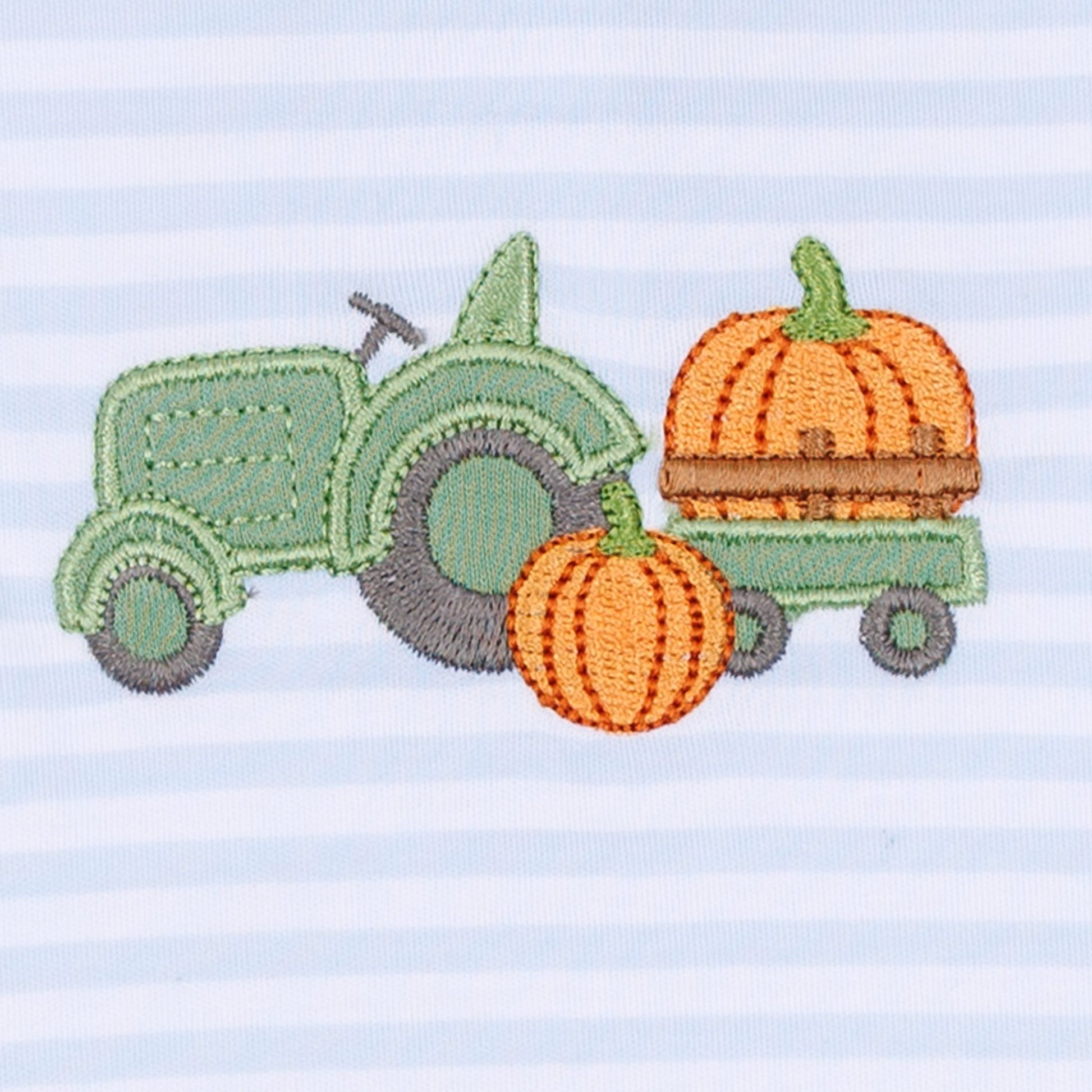 Magnolia Baby_Pumpkin Tractor Applique Footie - Light Blue_2