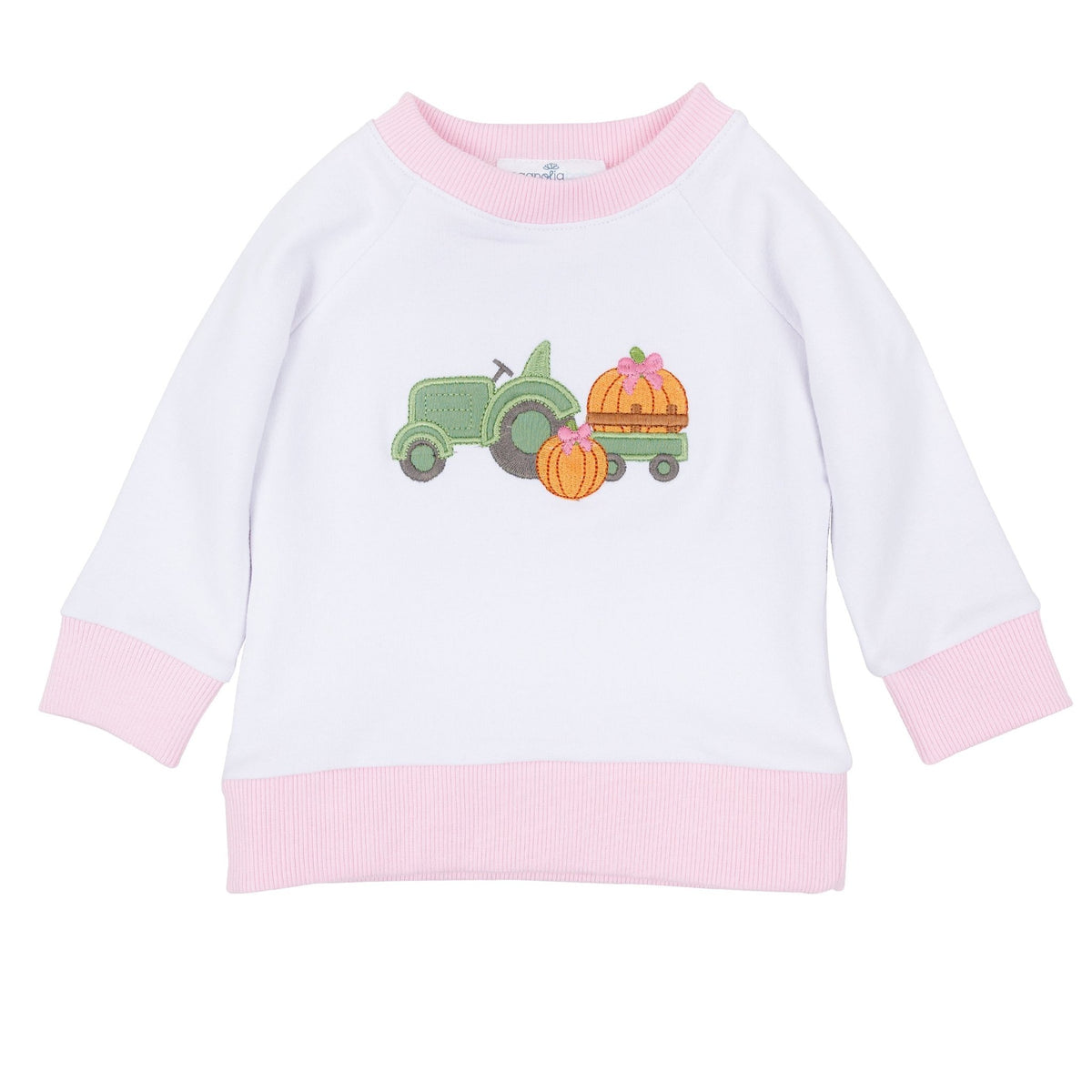 Magnolia Baby_Pumpkin Tractor Applique Pullover Sweatshirt - Pink_2