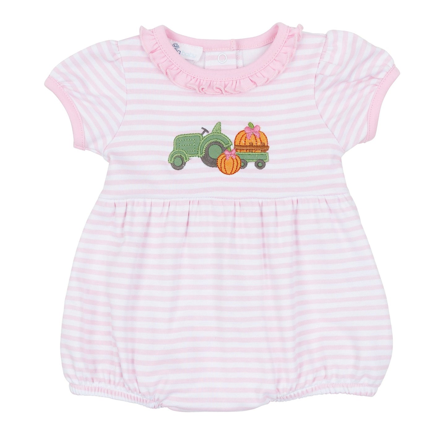 Magnolia Baby_Pumpkin Tractor Applique Ruffle Bubble - Pink_2