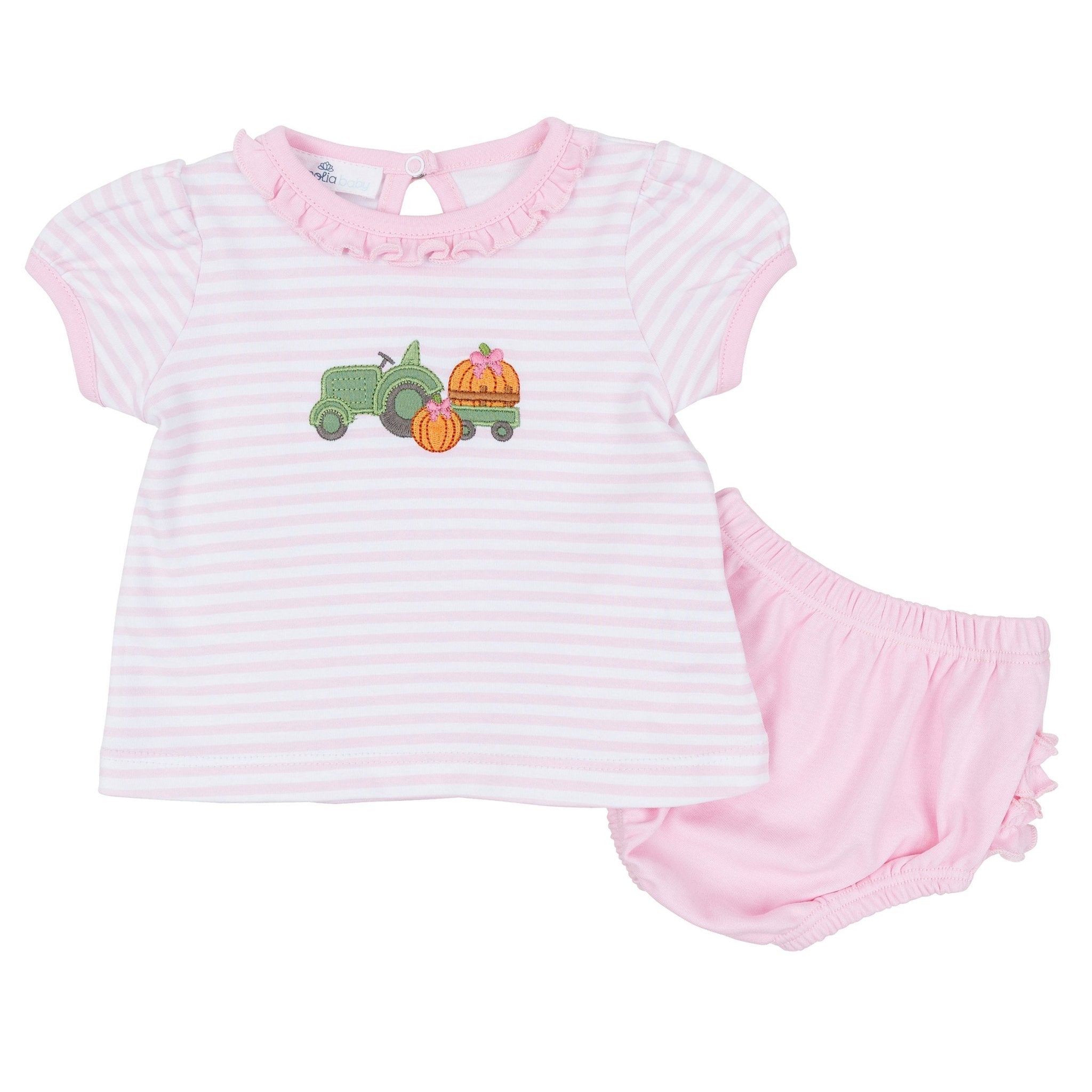 Magnolia Baby_Pumpkin Tractor Applique Ruffle Diaper Cover Set - Pink_1