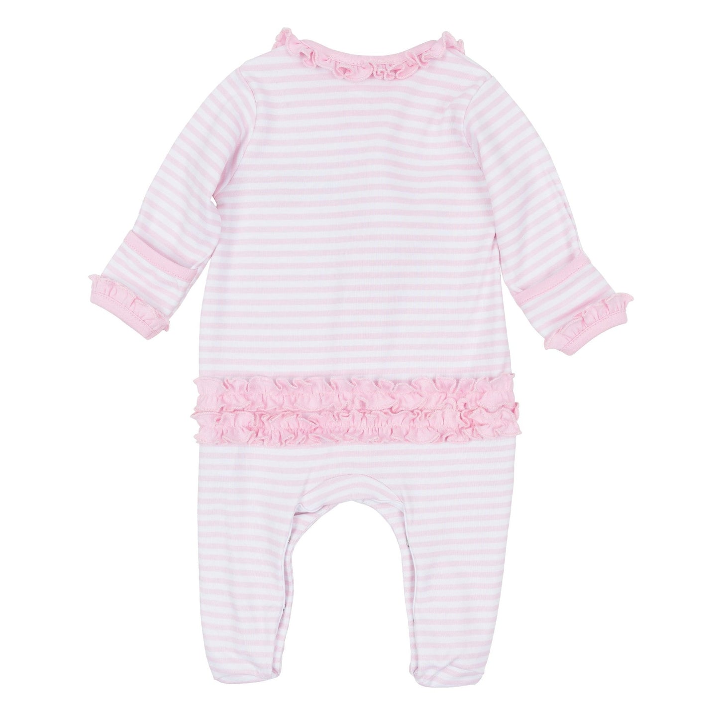 Magnolia Baby_Pumpkin Tractor Applique Ruffle Footie - Pink_3
