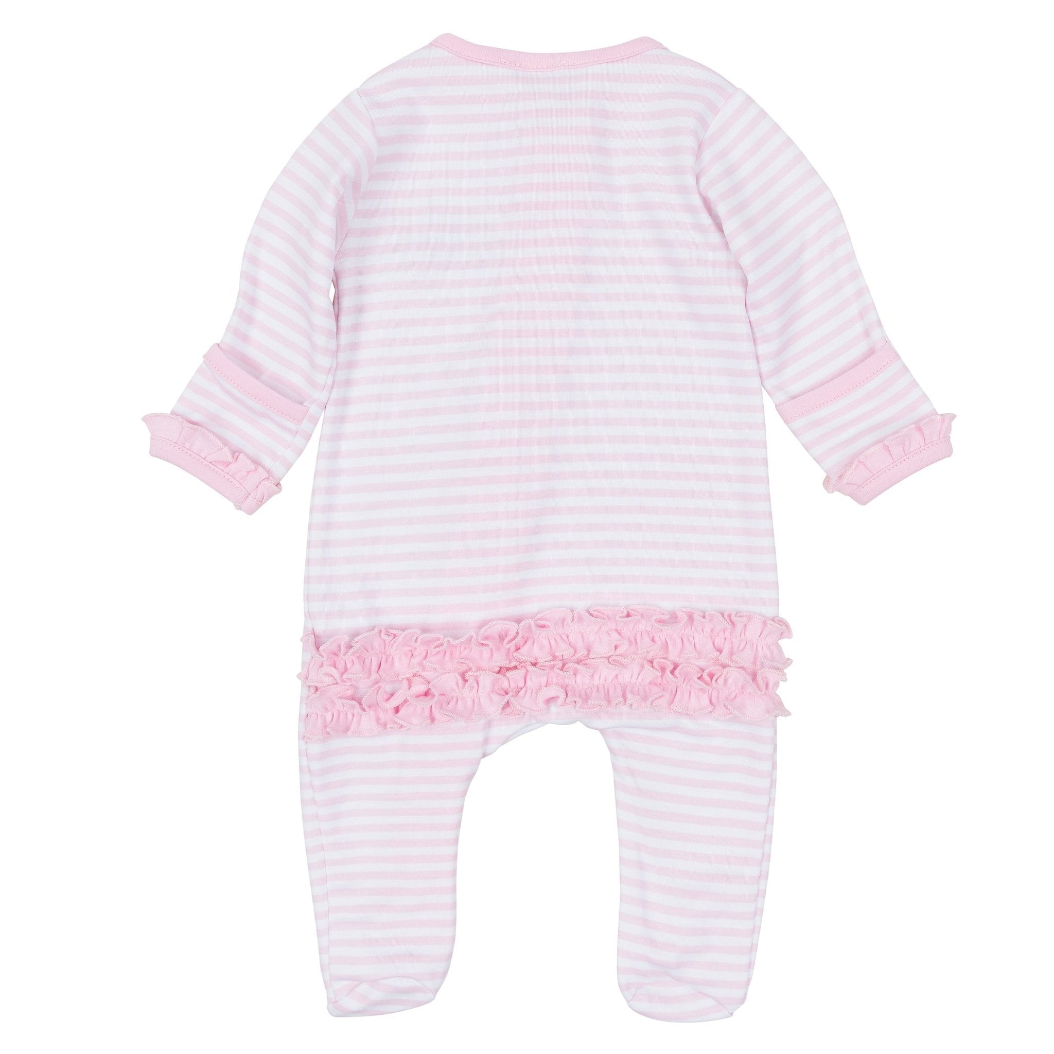 Pumpkin Tractor Applique Ruffle Zip Footie - Pink – Magnolia Baby