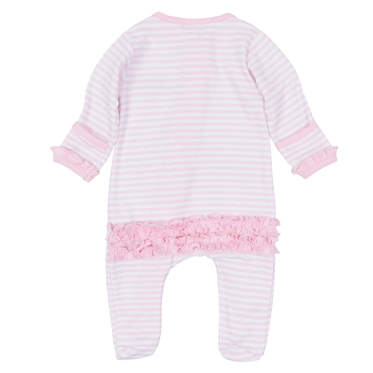 Magnolia Baby_Pumpkin Tractor Applique Ruffle Zip Footie - Pink_3