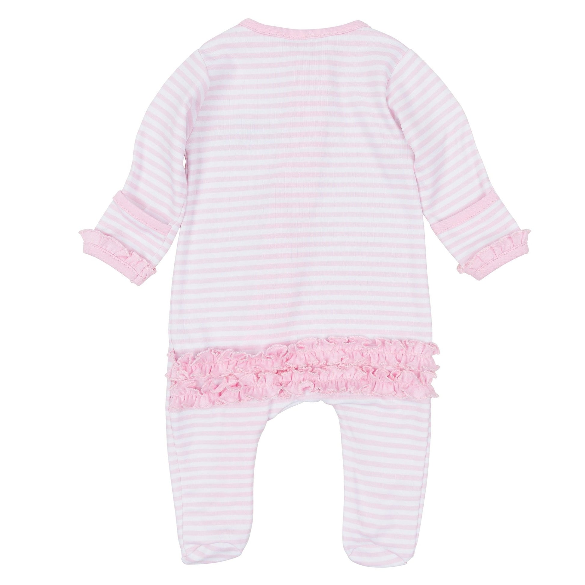Magnolia Baby_Pumpkin Tractor Applique Ruffle Zip Footie - Pink_3