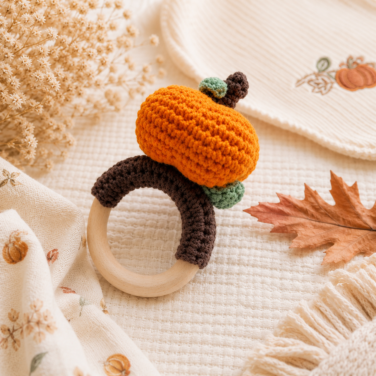Fall Pumpkin Crochet Rattle