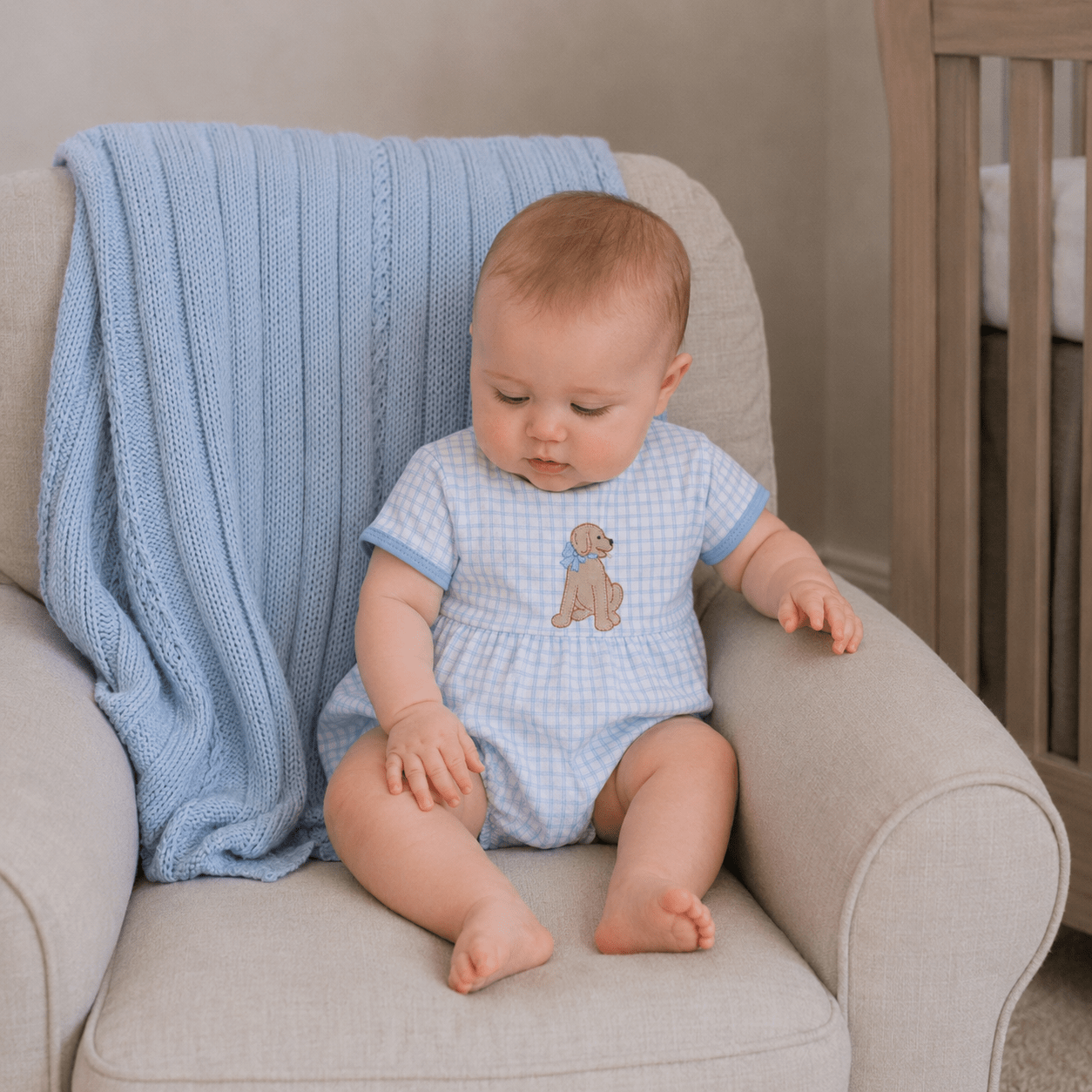 Puppy Playtime Applique Bubble - Light Blue - Magnolia BabyBubble