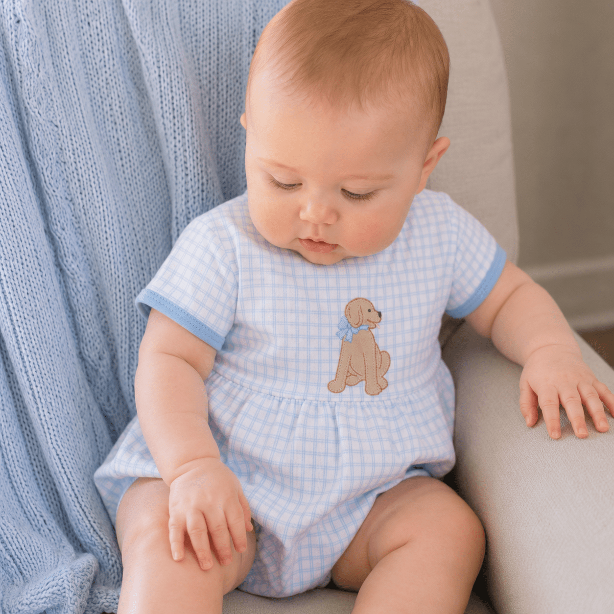 Puppy Playtime Applique Bubble - Light Blue - Magnolia BabyBubble