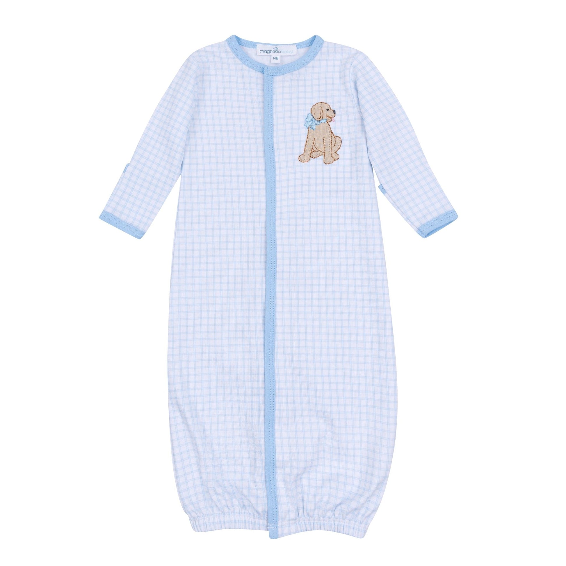 Puppy Playtime Applique Converter - Light Blue - Magnolia BabyConverter Gown