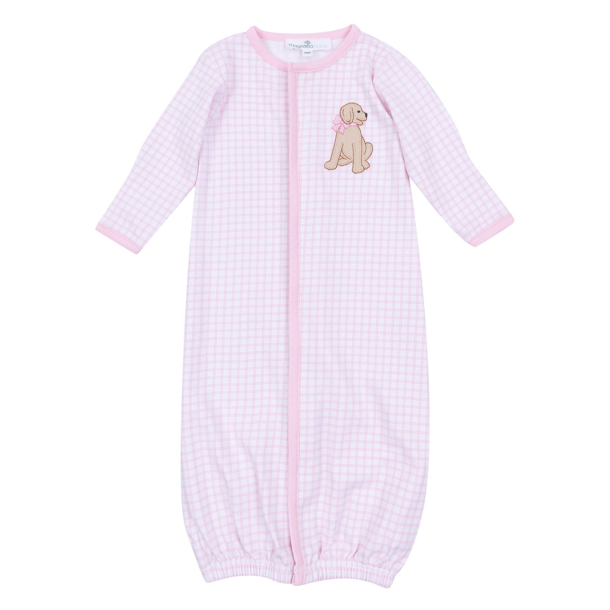 Puppy Playtime Applique Converter - Pink - Magnolia BabyConverter Gown