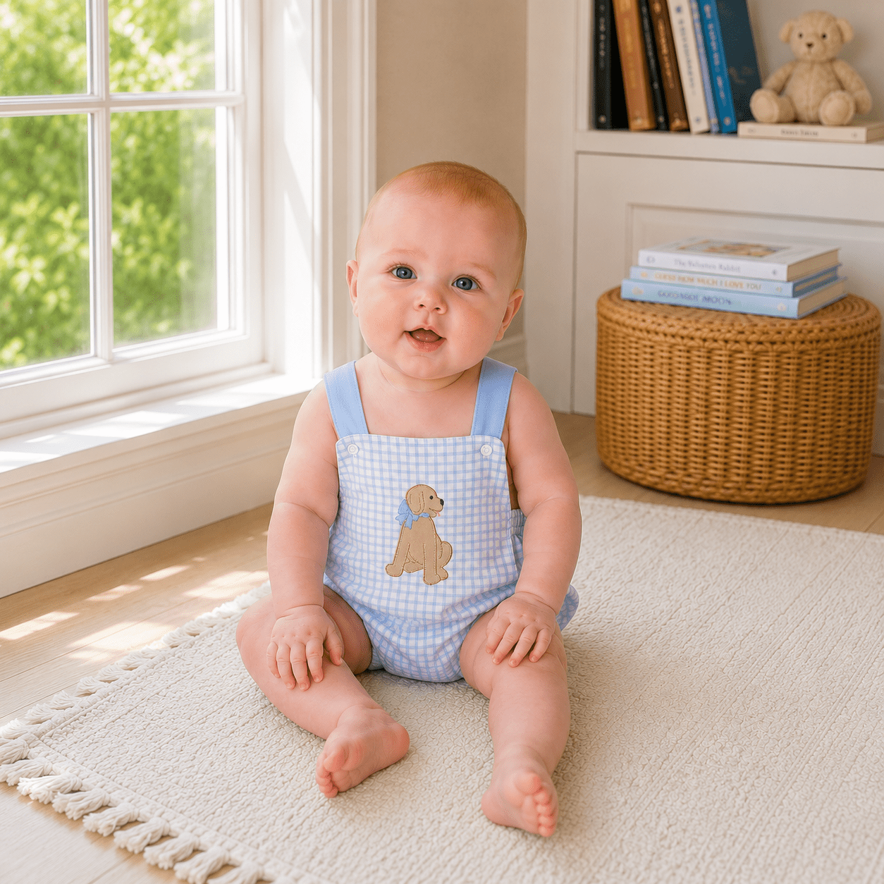 Puppy Playtime Applique Criss - Cross Bubble - Light Blue - Magnolia BabyBubble
