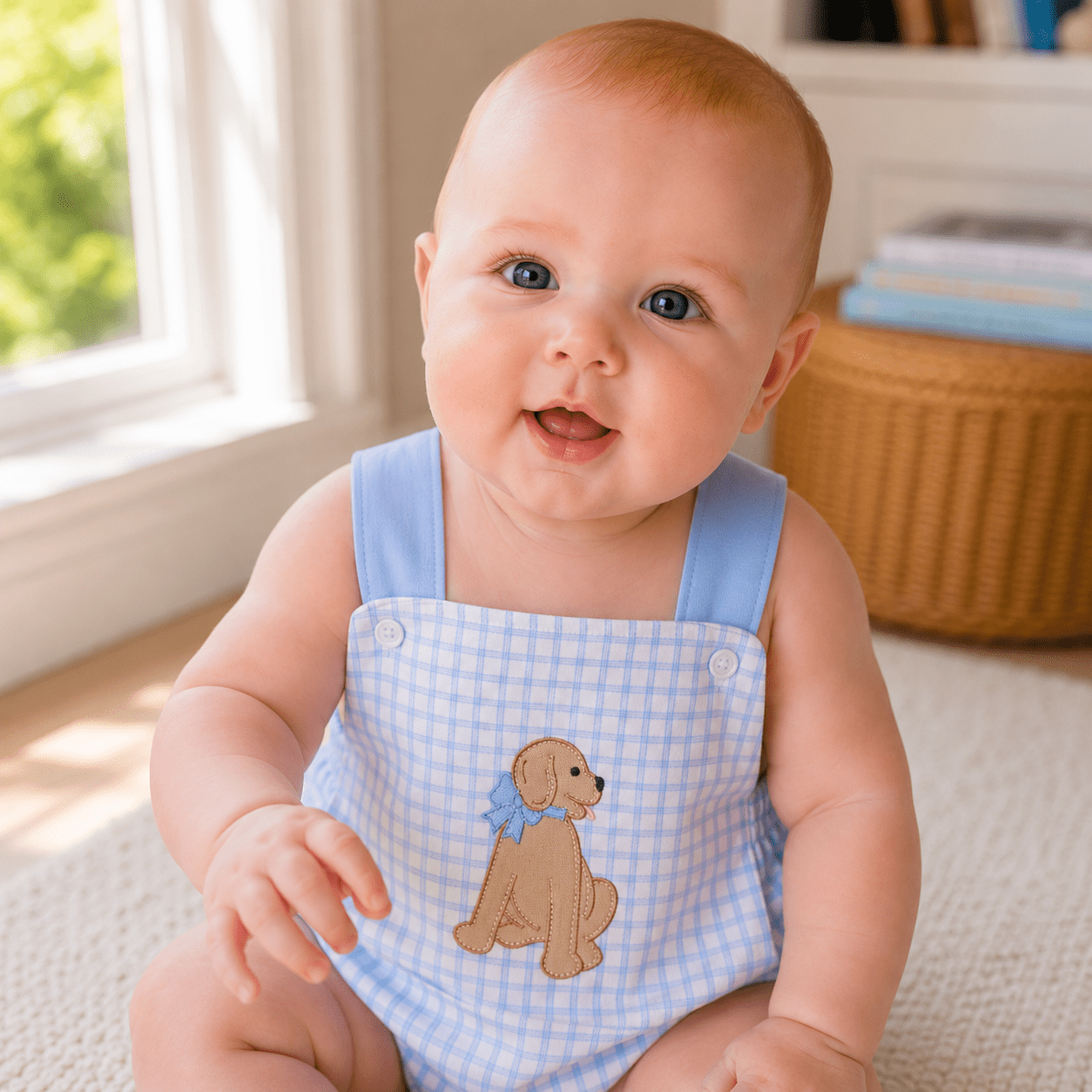 Puppy Playtime Applique Criss - Cross Bubble - Light Blue - Magnolia BabyBubble