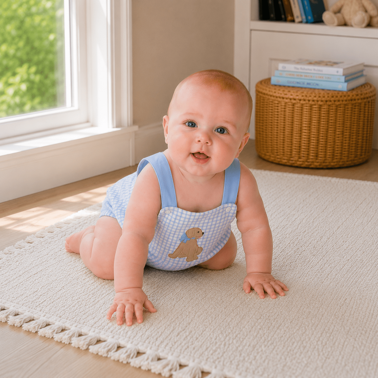 Puppy Playtime Applique Criss - Cross Bubble - Light Blue - Magnolia BabyBubble