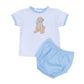 Puppy Playtime Applique Diaper Cover Set - Light Blue - Magnolia BabyDiaper Cover