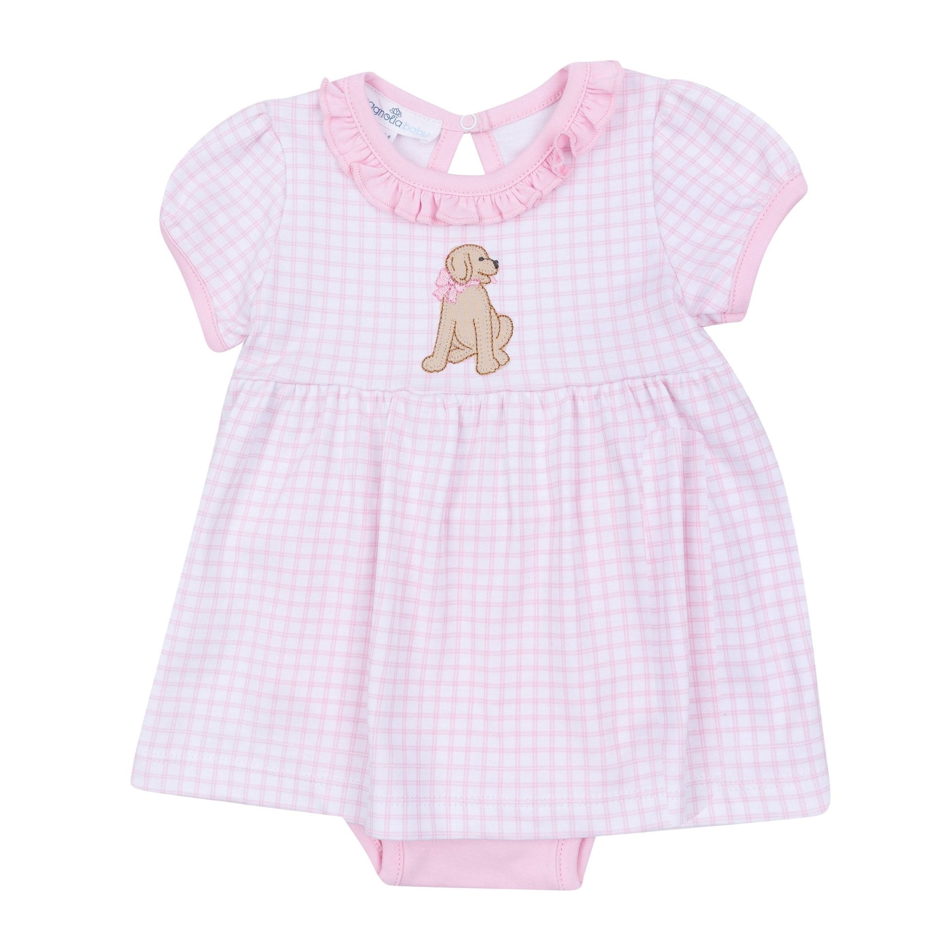 Puppy Playtime Applique Dress - Pink - Magnolia BabyDress