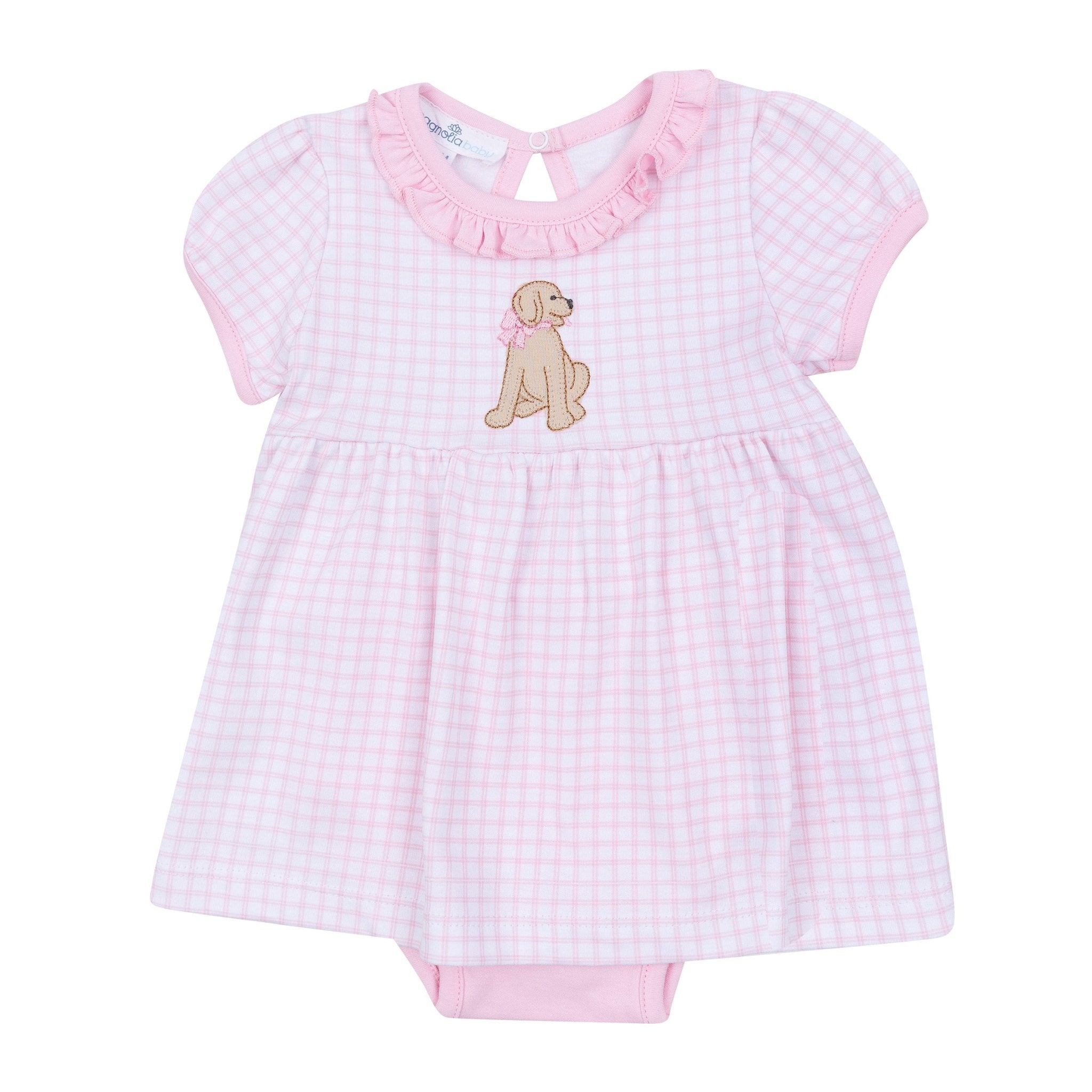 Puppy Playtime Applique Dress - Pink - Magnolia BabyDress