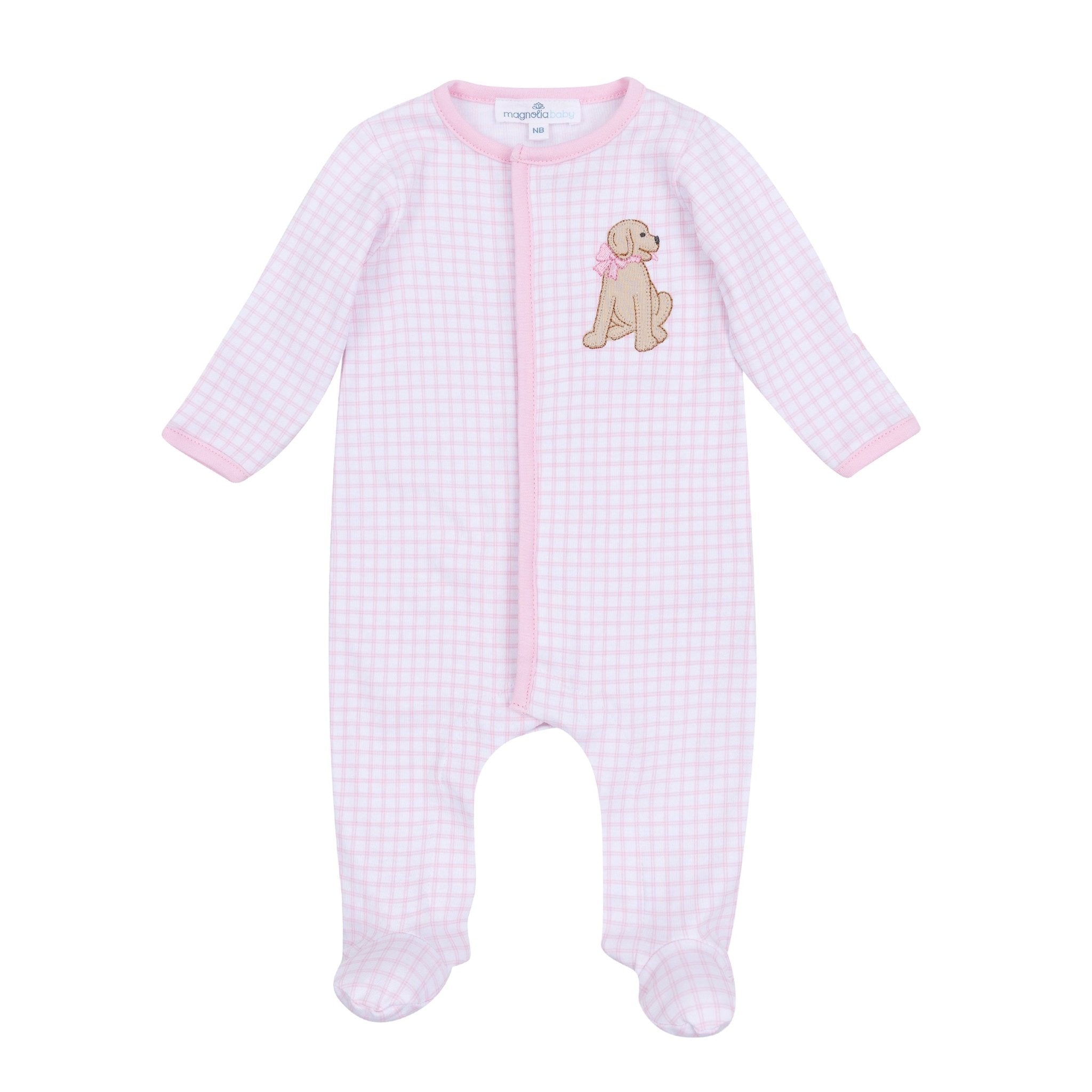 Puppy Playtime Applique Footie - Pink - Magnolia BabyFootie