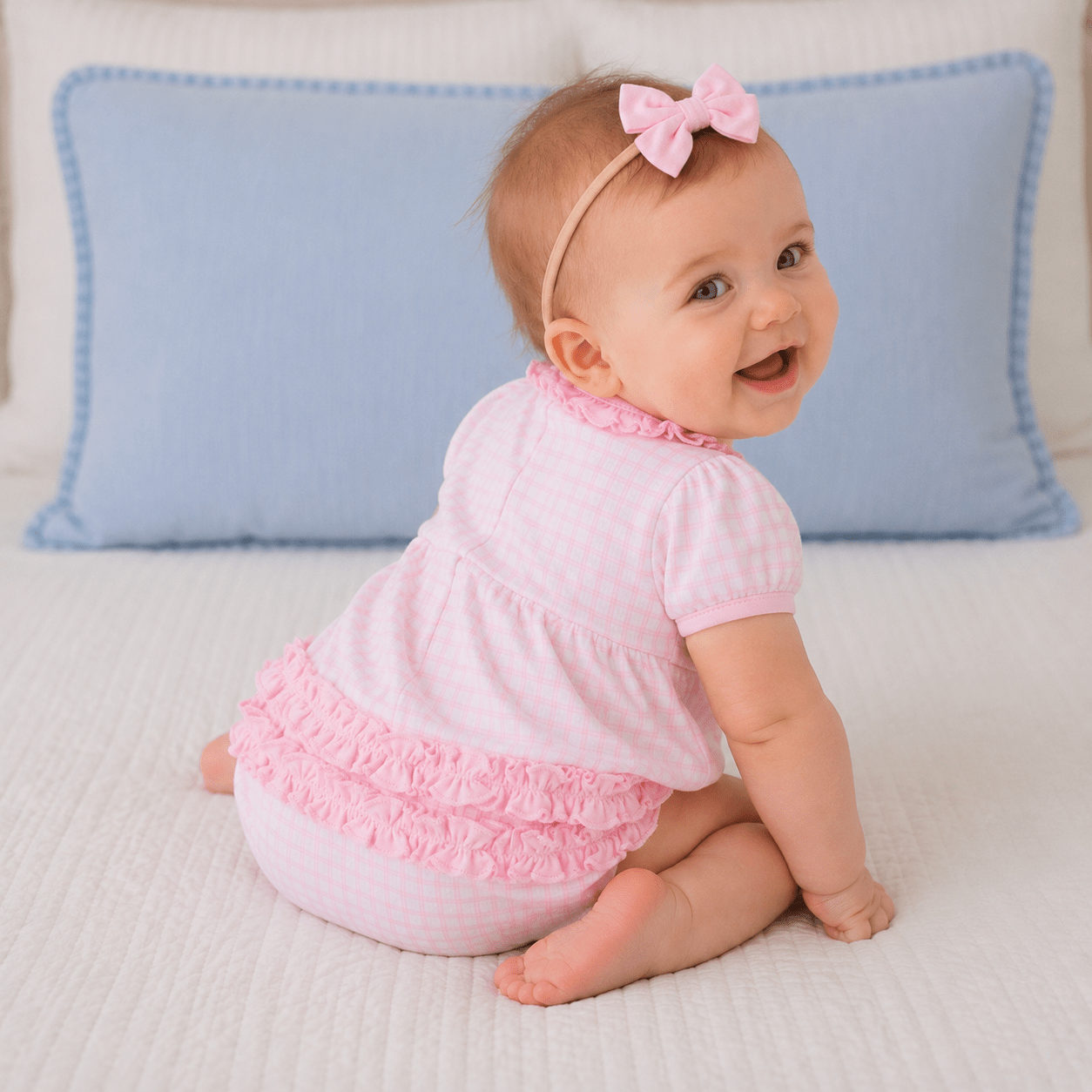 Puppy Playtime Applique Ruffle Bubble - Pink - Magnolia BabyBubble