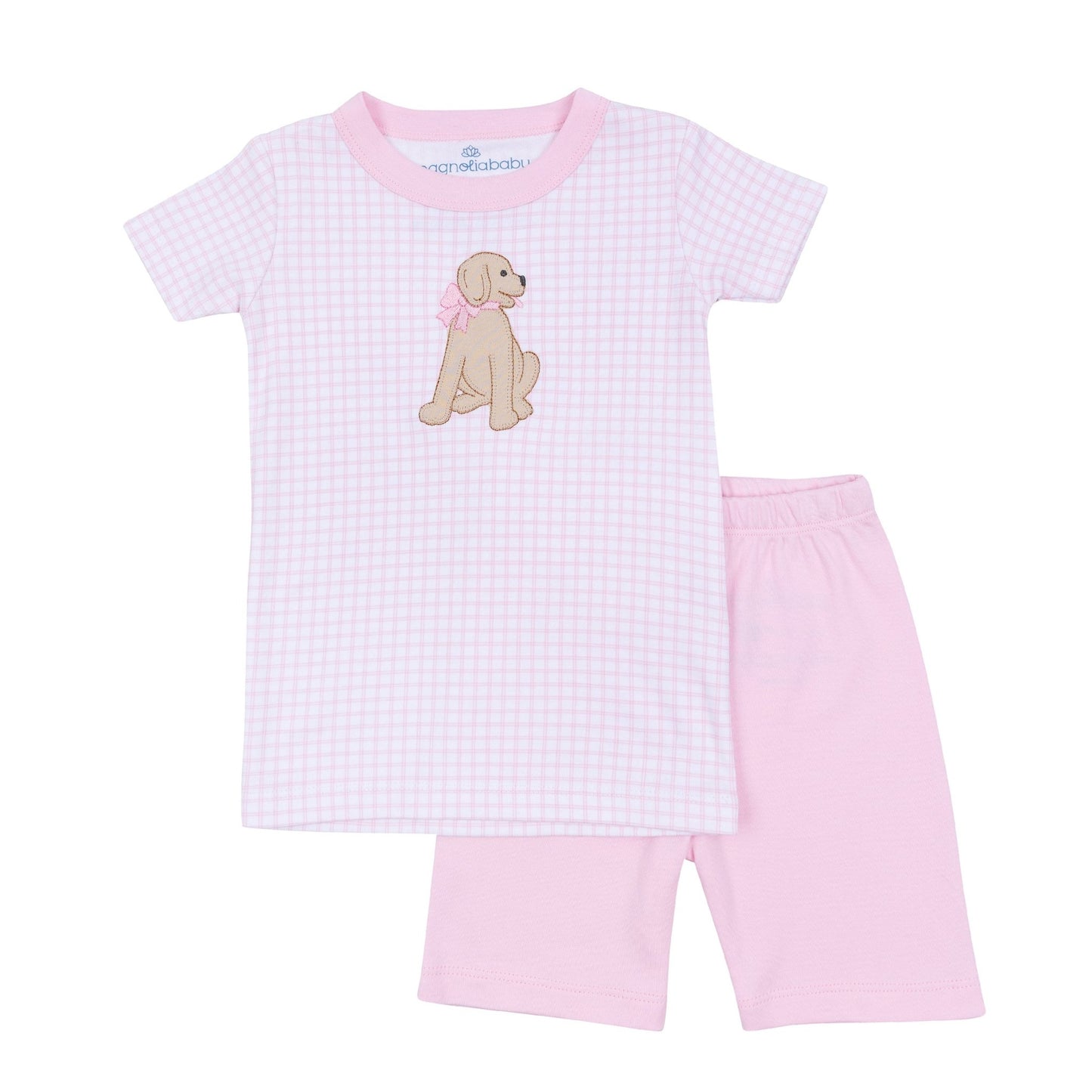 Puppy Playtime Applique Short Pajamas - Pink - Magnolia BabyShort Pajamas