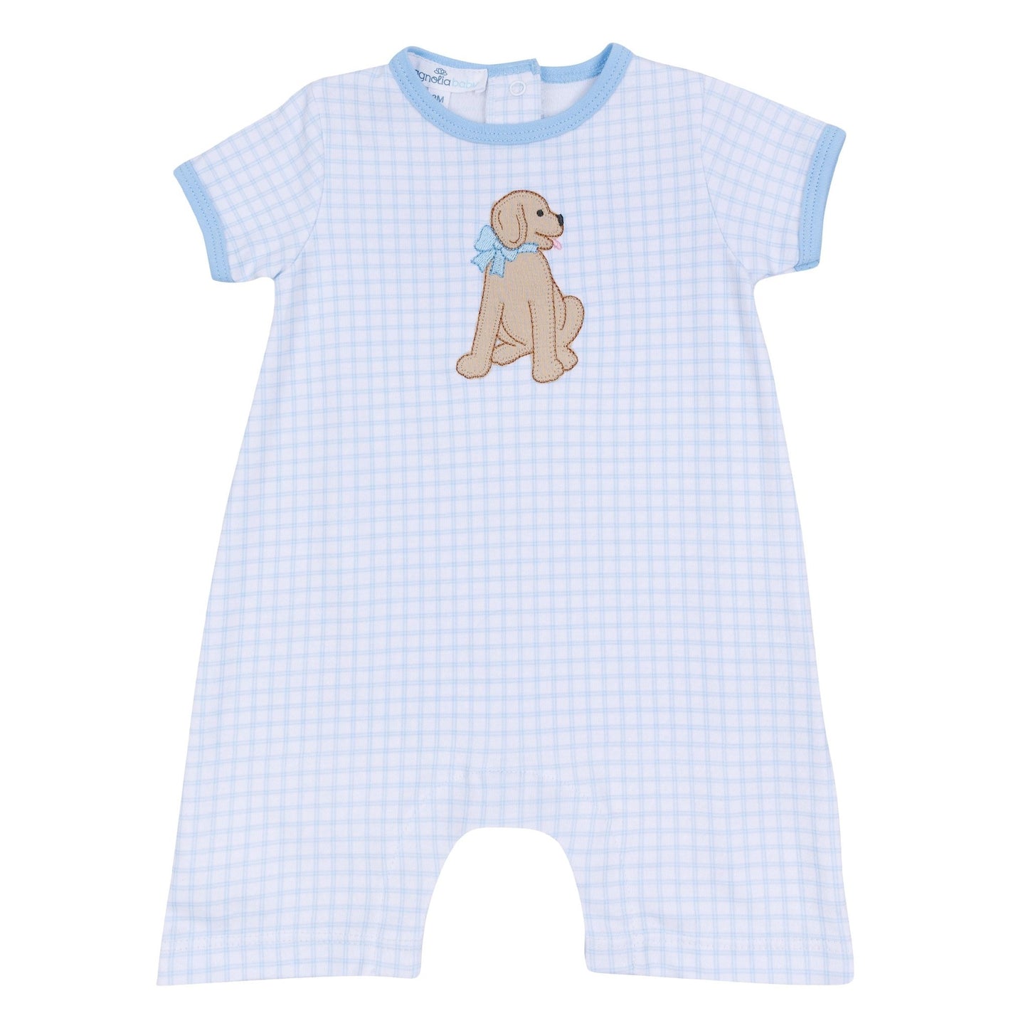 Puppy Playtime Applique Short Playsuit - Light Blue - Magnolia BabyShort Playsuit