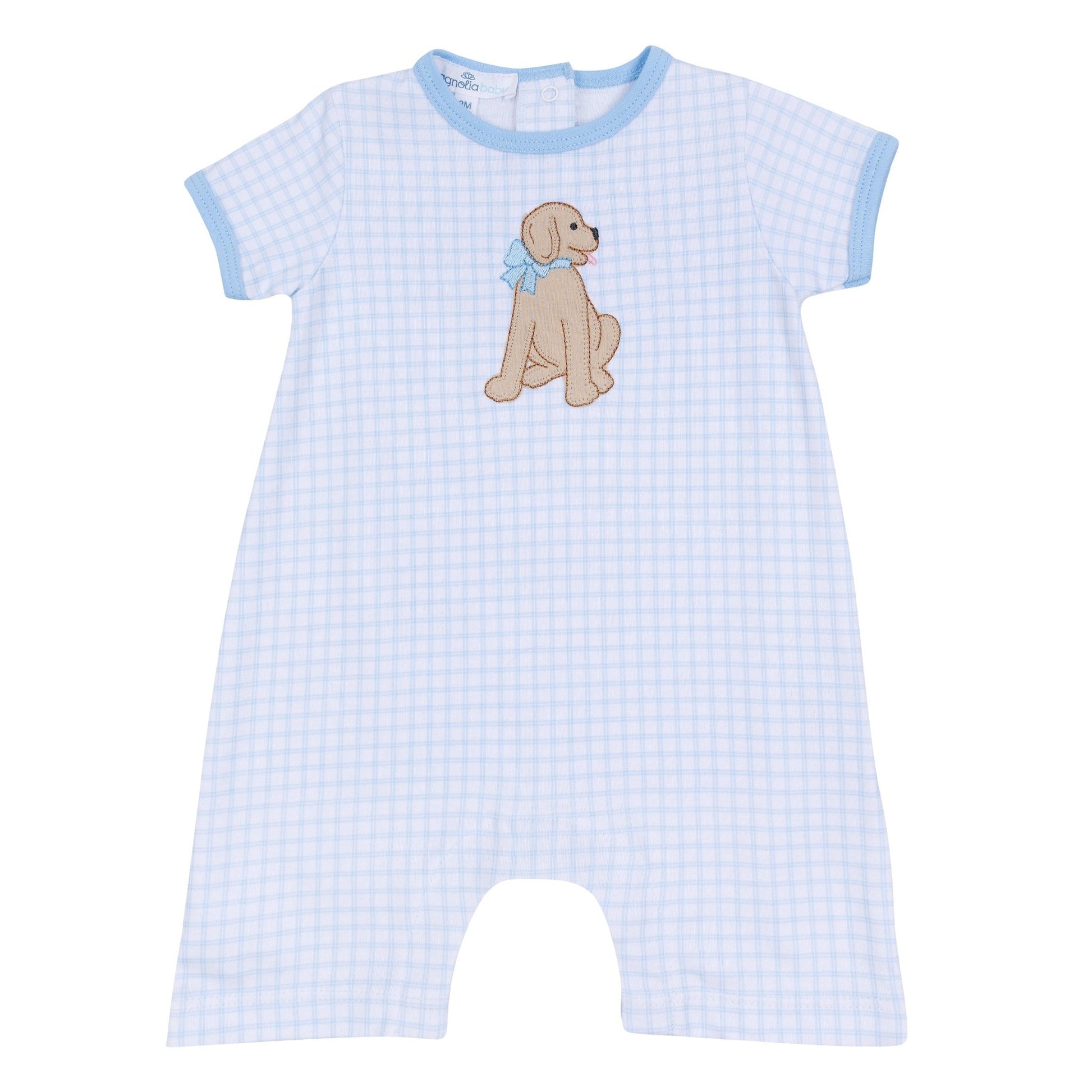 Puppy Playtime Applique Short Playsuit - Light Blue - Magnolia BabyShort Playsuit