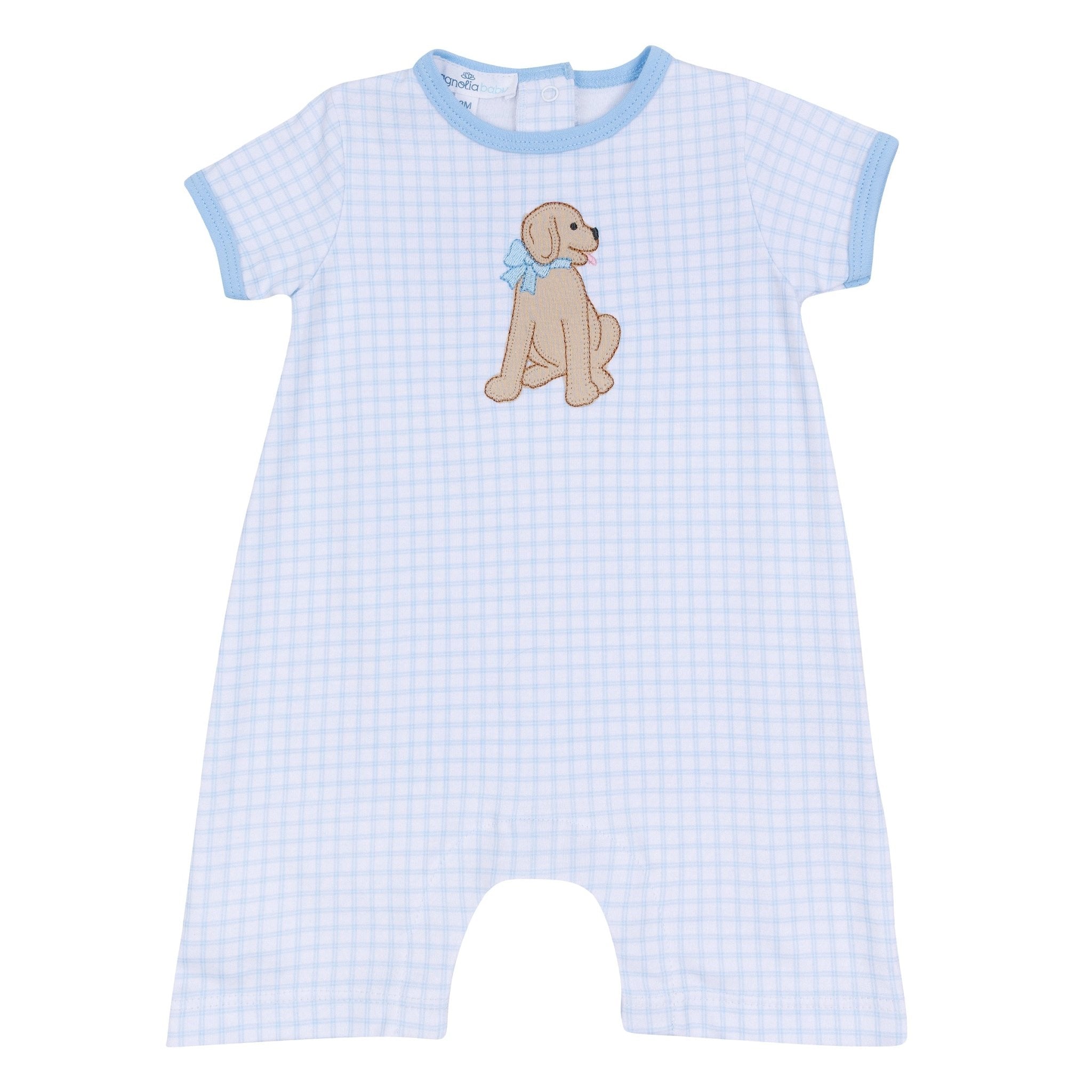Puppy Playtime Applique Short Playsuit - Light Blue - Magnolia BabyShort Playsuit