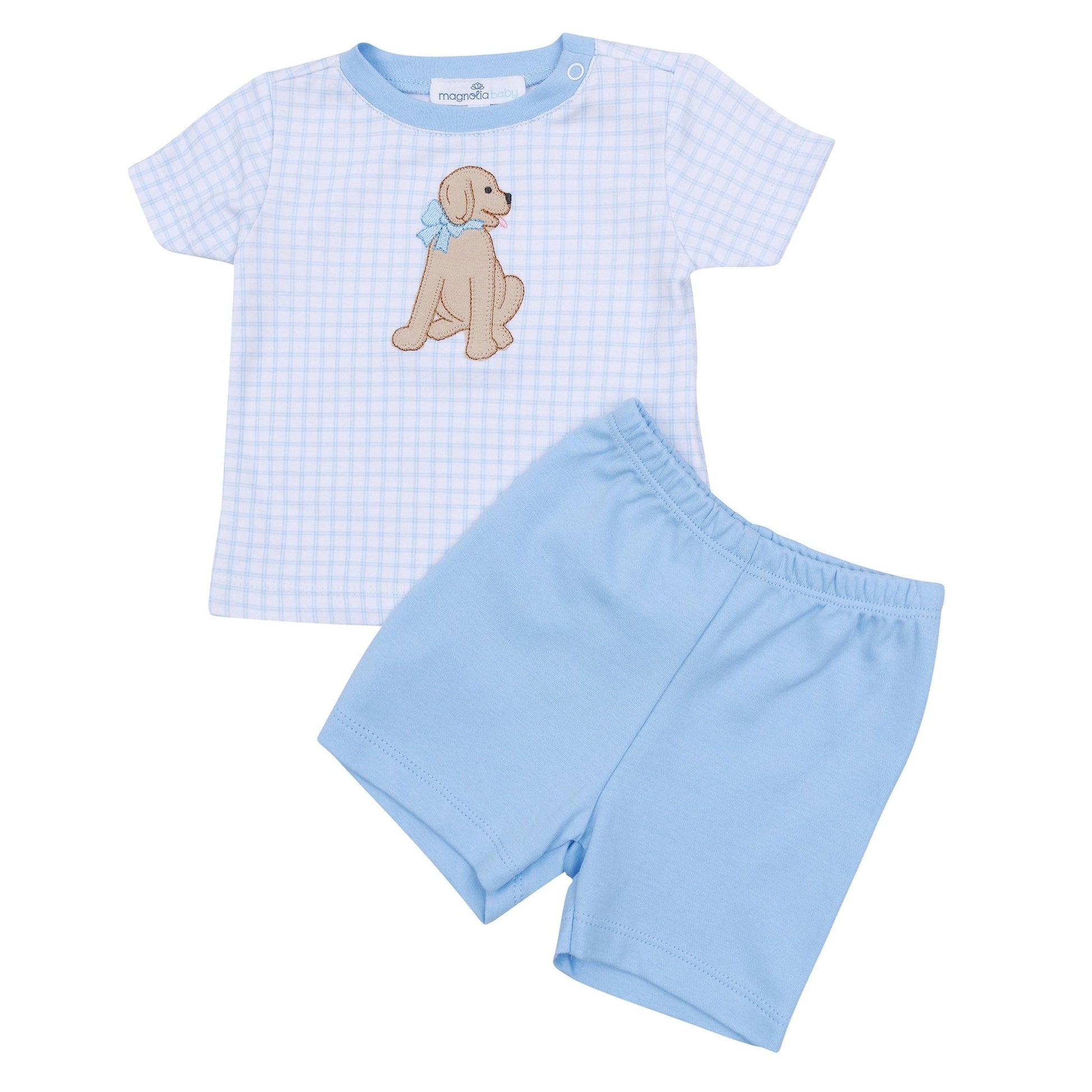 Puppy Playtime Applique Short Set - Light Blue - Magnolia BabyShort Set