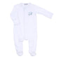 Putting Around Blue Embroidered Footie - Magnolia BabyFootie