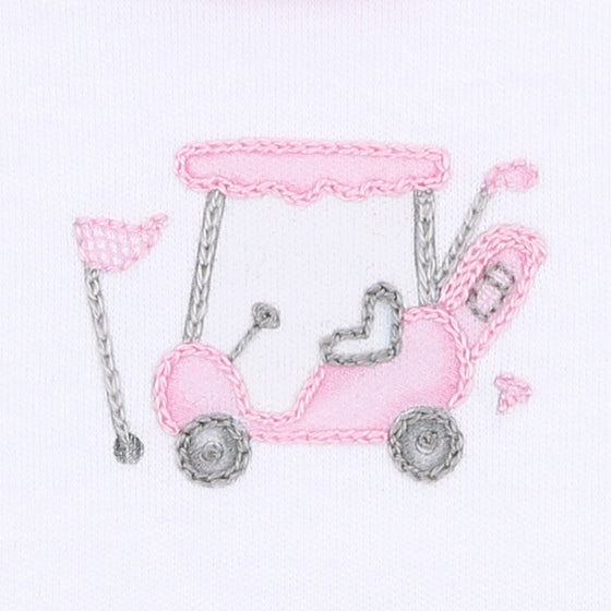Putting Around Pink Embroidered Collared Girl Bubble - Magnolia BabyBubble