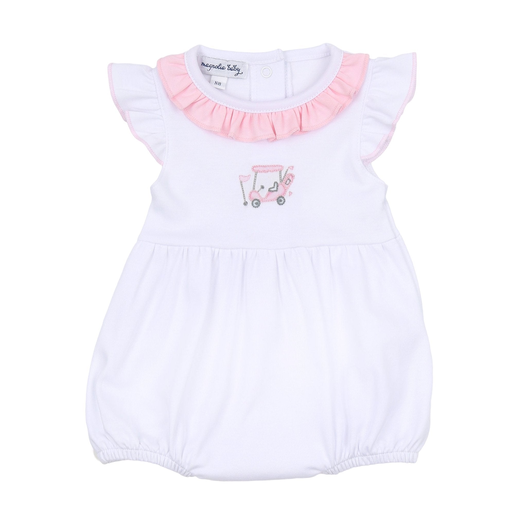 Putting Around Pink Embroidered Flutters Toddler Bubble - Magnolia BabyBubble