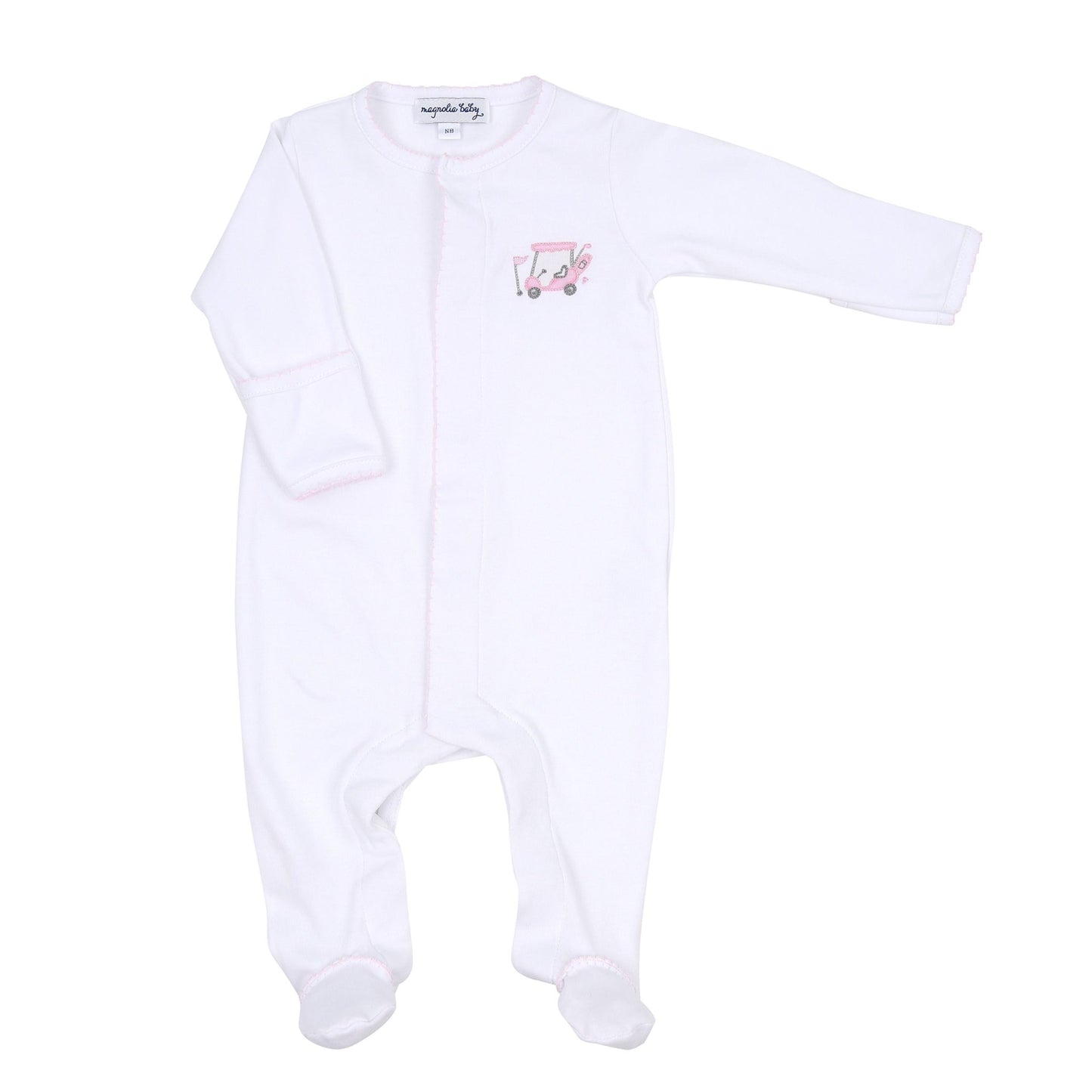 Putting Around Pink Embroidered Footie - Magnolia BabyFootie