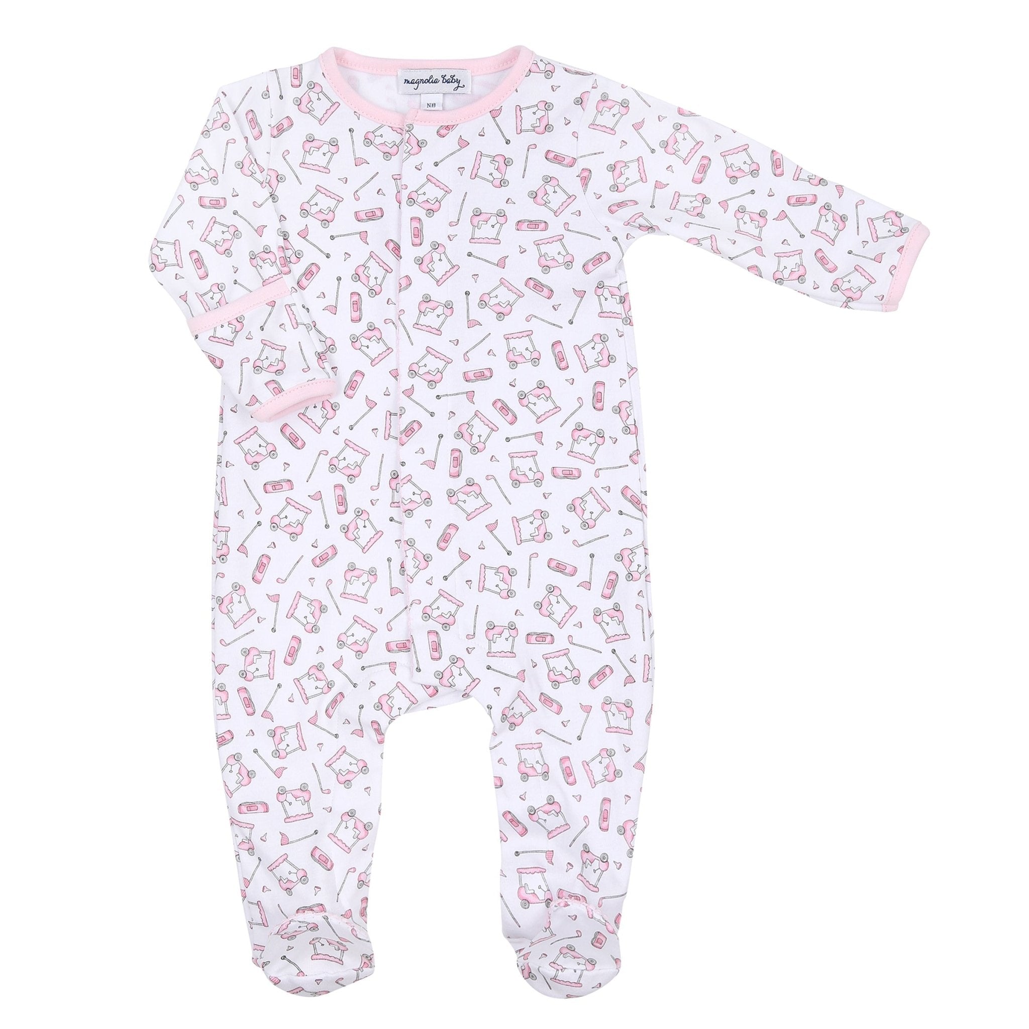 Putting Around Pink Print Footie - Magnolia BabyFootie