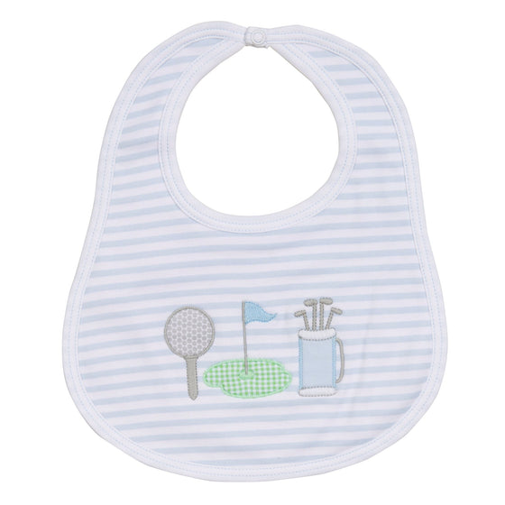 Putting Green Applique Bib - Light Blue - Magnolia BabyBib