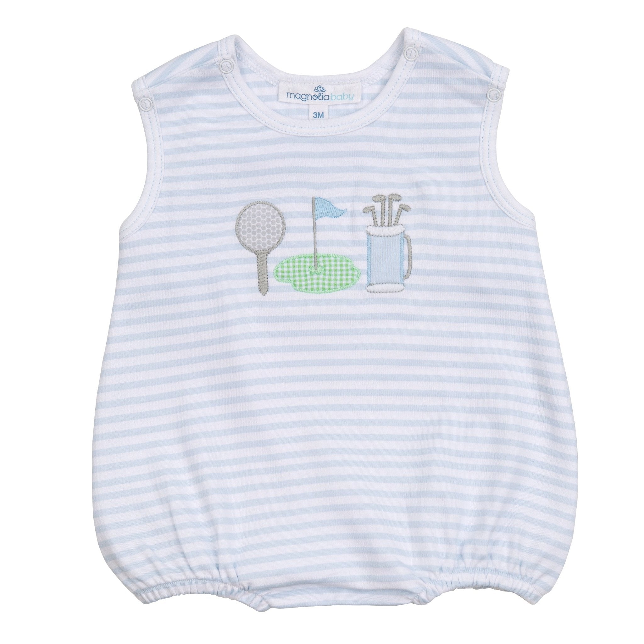 Putting Green Applique Bubble - Light Blue - Magnolia BabyBubble