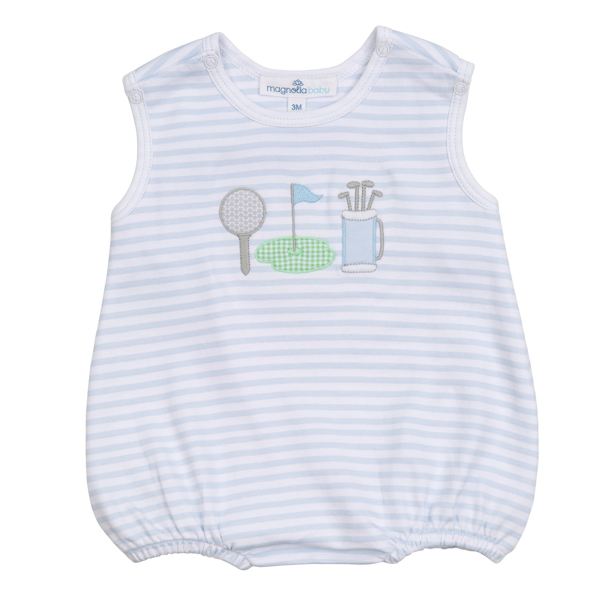 Putting Green Applique Bubble - Light Blue - Magnolia BabyBubble