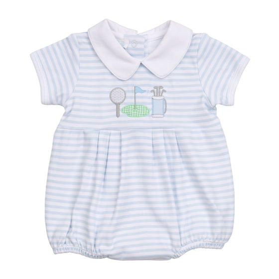 Putting Green Applique Collared Bubble - Light Blue - Magnolia BabyBubble