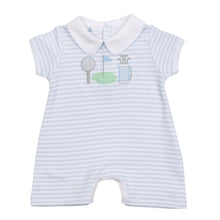  Putting Green Applique Collared Short Playsuit - Light Blue - Magnolia BabyShort Playsuit