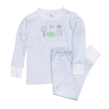  Putting Green Applique Long Pajamas - Light Blue - Magnolia BabyLong Pajamas