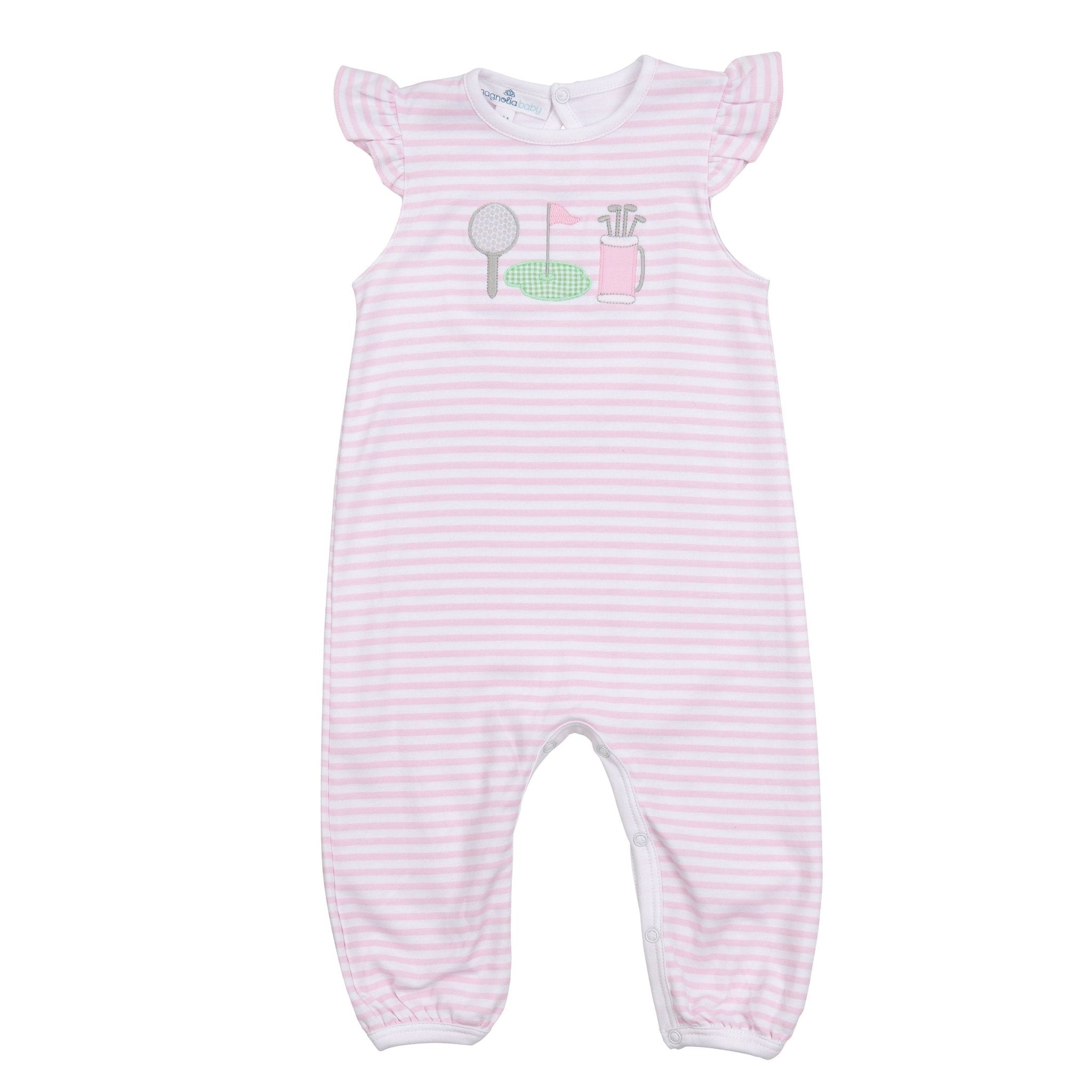 Putting Green Applique Playsuit - Pink - Magnolia BabyPlaysuit