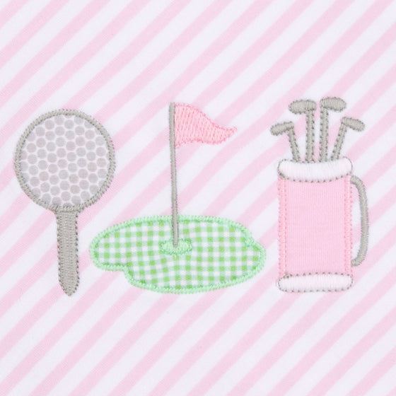 Putting Green Applique Playsuit - Pink - Magnolia BabyPlaysuit