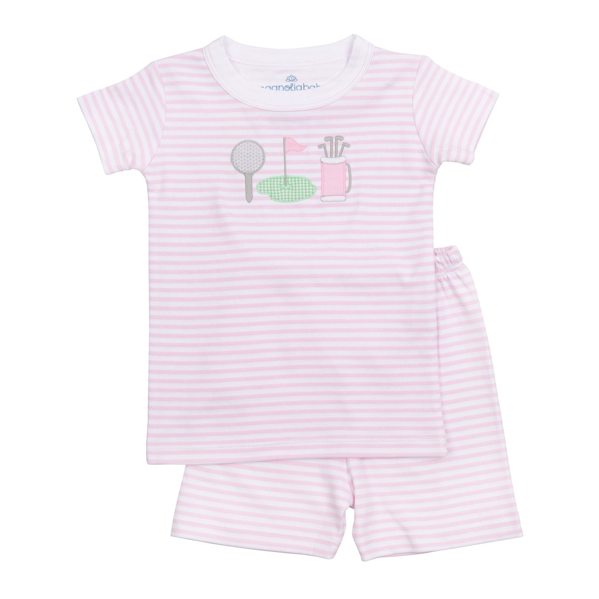 Putting Green Applique Short Pajamas - Pink - Magnolia BabyShort Pajamas