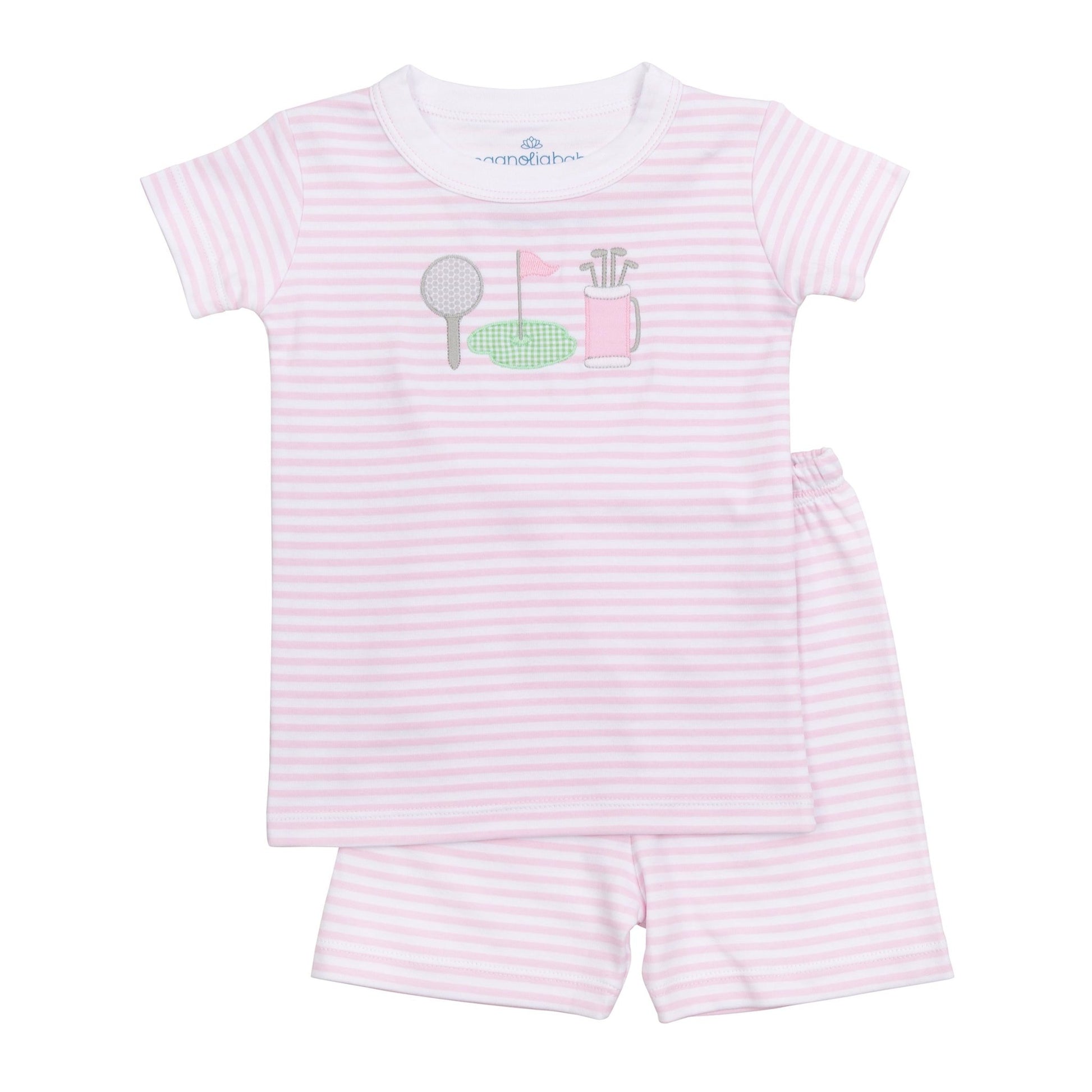 Putting Green Applique Short Pajamas - Pink - Magnolia BabyShort Pajamas