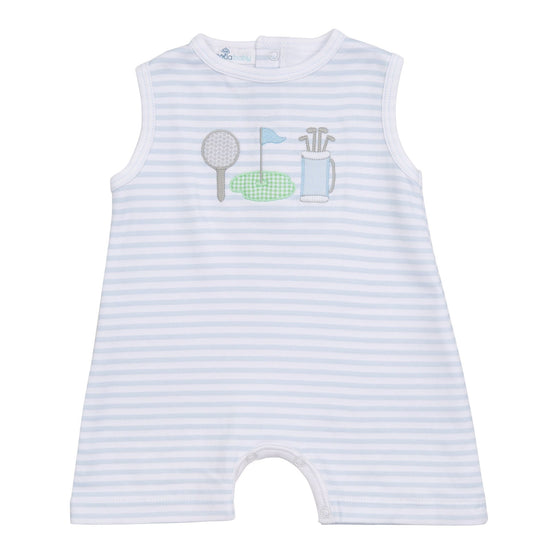 Putting Green Applique Short Playsuit - Light Blue - Magnolia BabyShort Playsuit