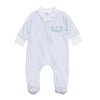 Putting Green Applique Zip Footie - Light Blue - Magnolia BabyFootie