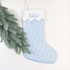 Quilted Seersucker Scalloped Stocking - Blue - Personalization Available - Magnolia BabyStocking