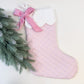 Quilted Seersucker Scalloped Stocking - Pink - Personalization Available - Magnolia BabyStocking