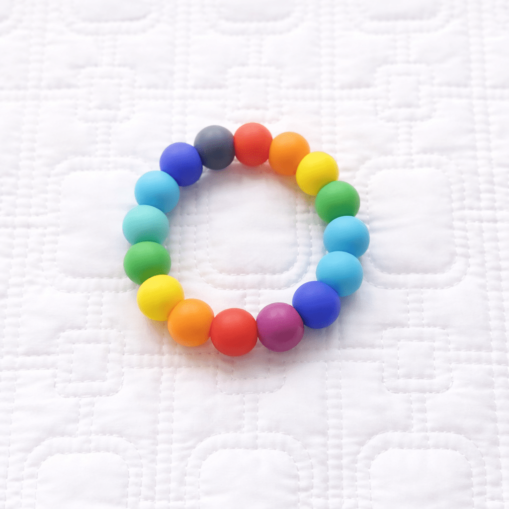 Rainbow Beads Silicone Teething Ring - Magnolia BabyTeether